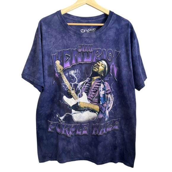 Liquid Blue Jimi Hendrix Tie Dye Band Tshirt Purple Size Large‎ Concert Groovy - Picture 1 of 6
